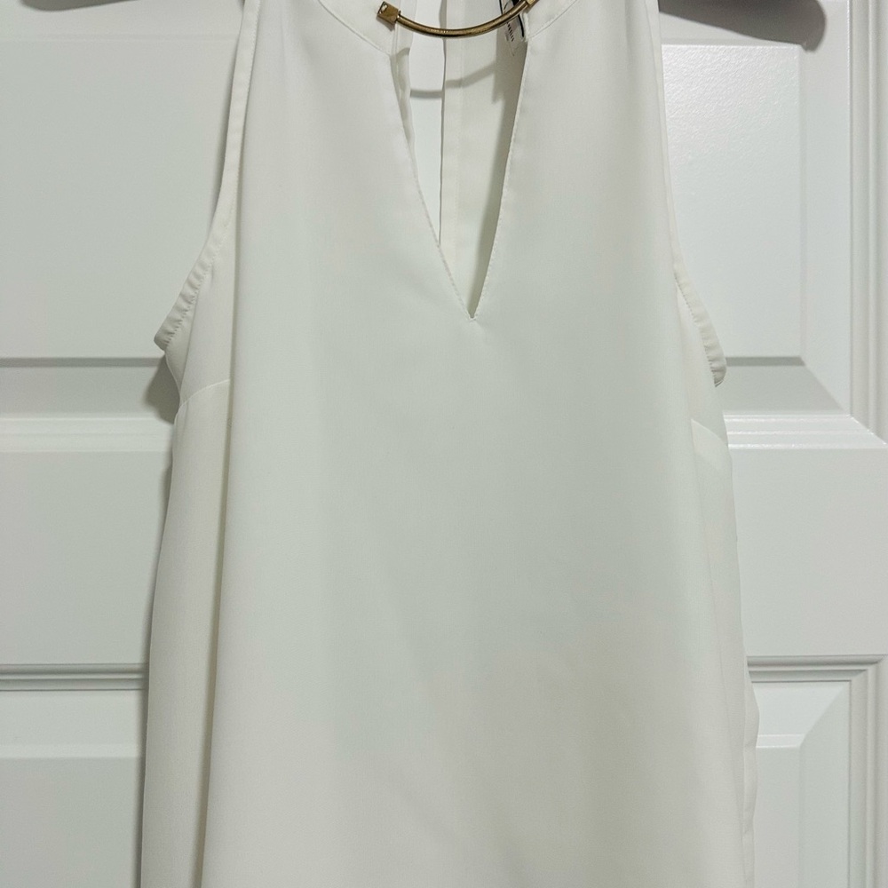 Guess White Sleeveless Top with Gold Accent